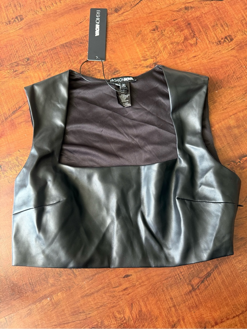 Fashion Nova Black Faux Leather Crop Tank